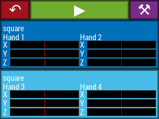 Play screen for four voices under the control of two hands