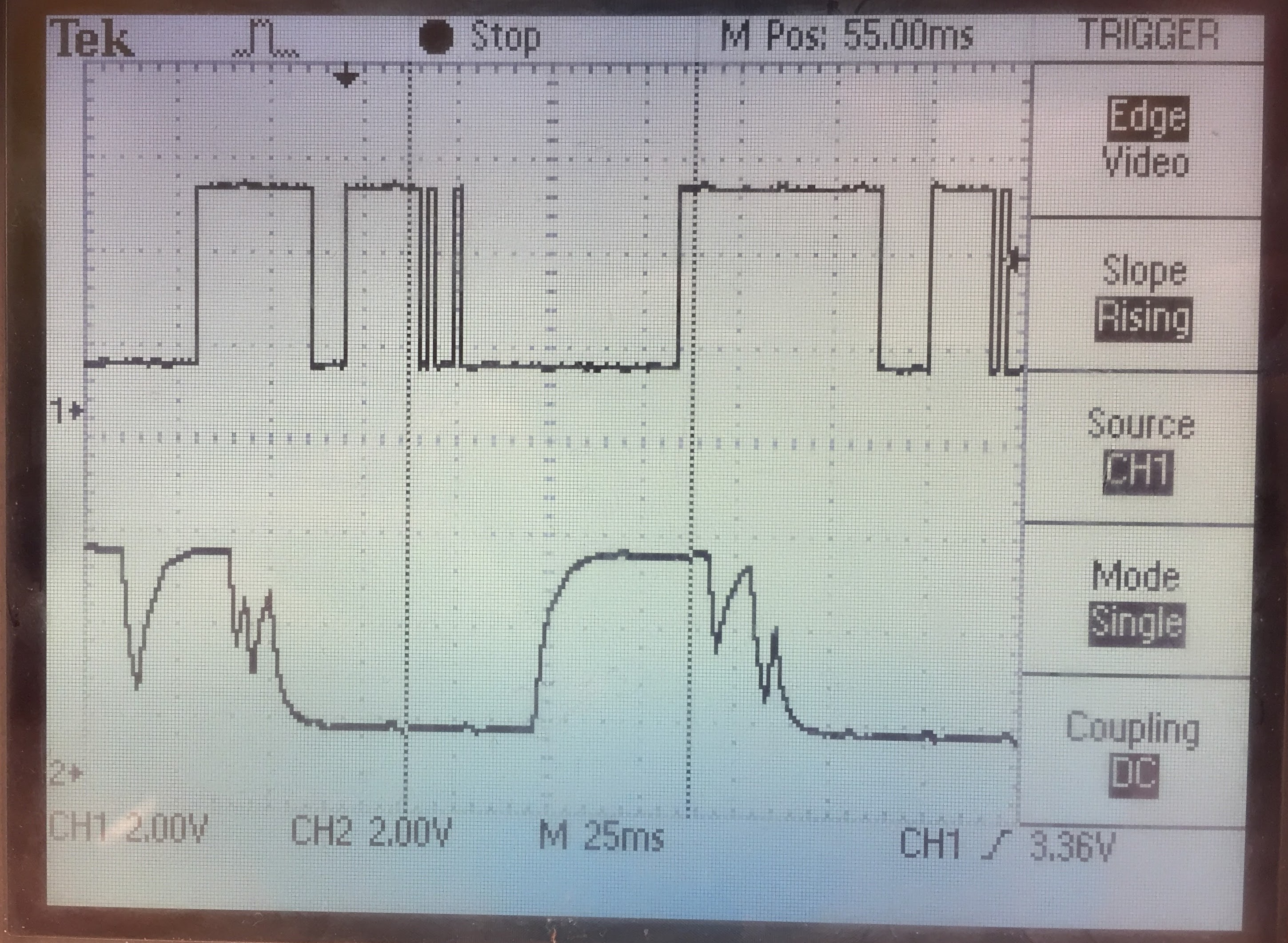 Top: Odometry signal without low-pass filter Bottom: 0.1s low-pass filter added