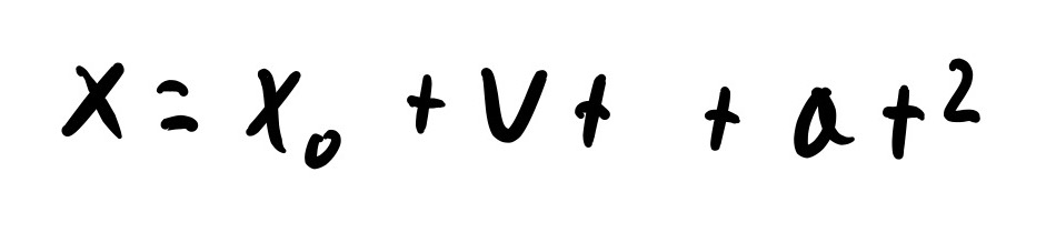 equation, x = x_0 + vt+at^2