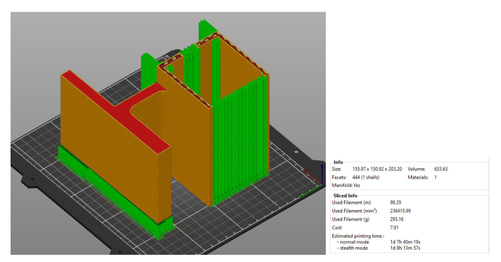 Figure 16: First iteration printing specs and 3D rendering