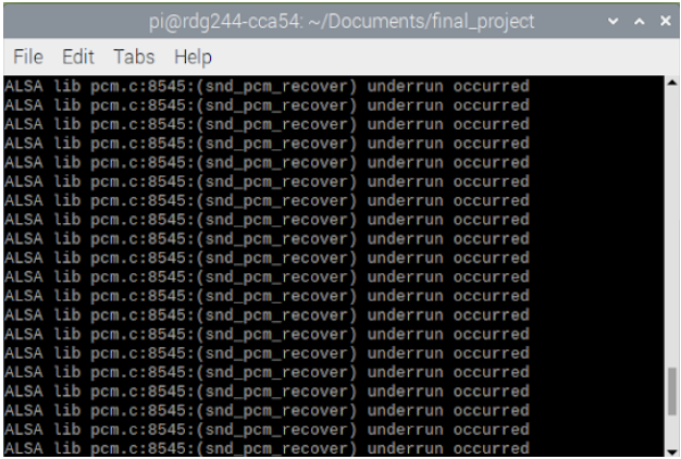 Figure 11: Error from audio issues