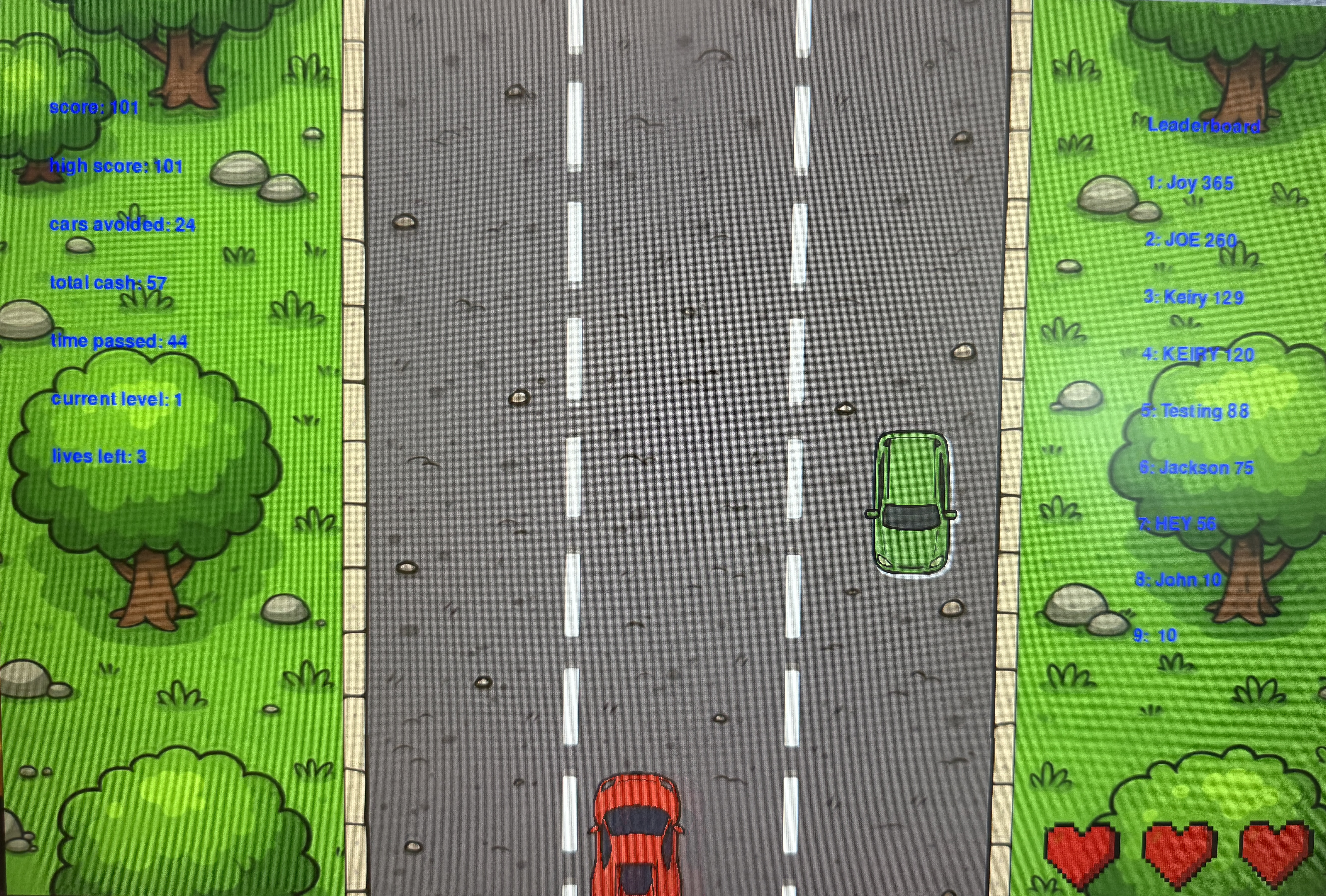 polished game running screen