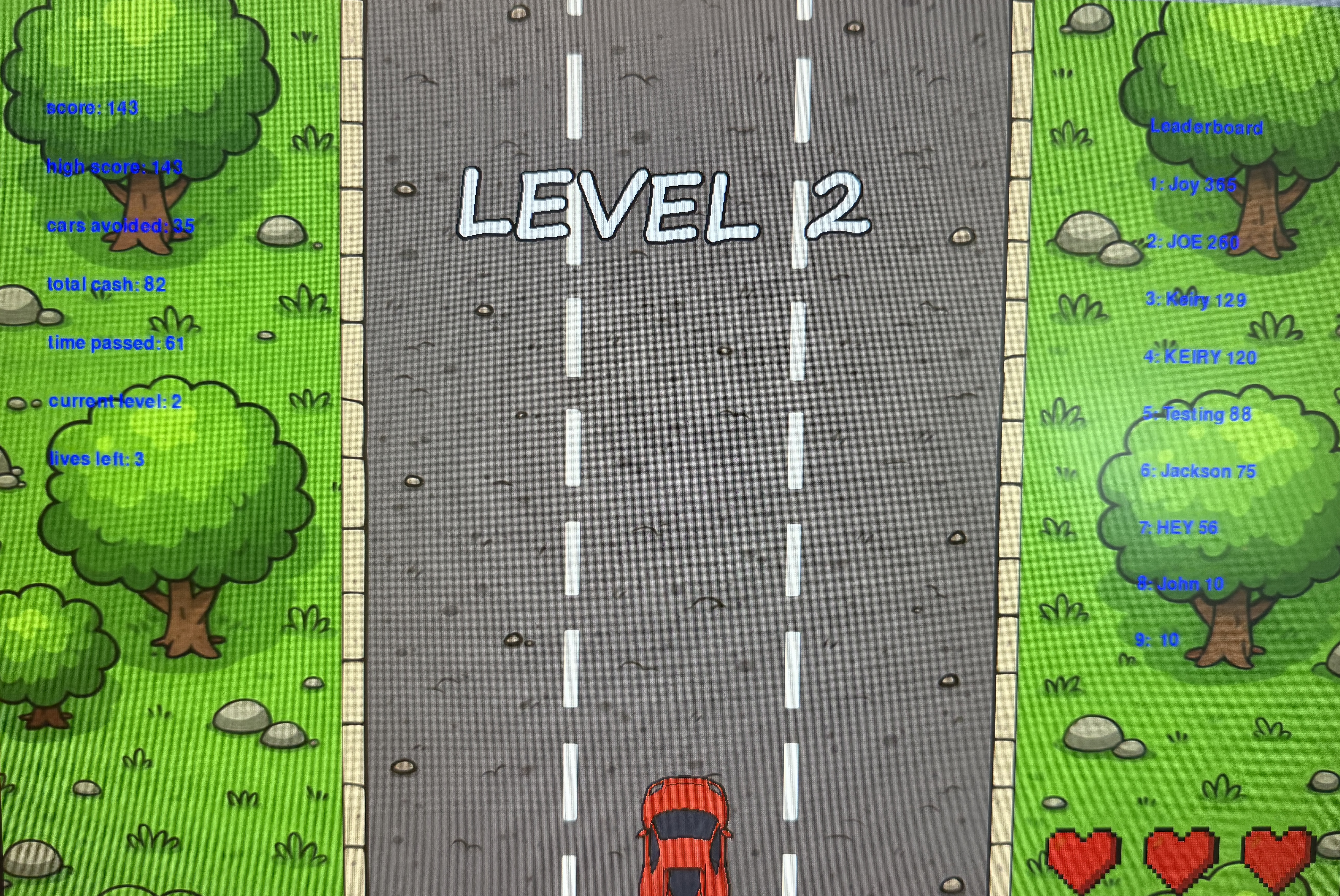polished game running screen