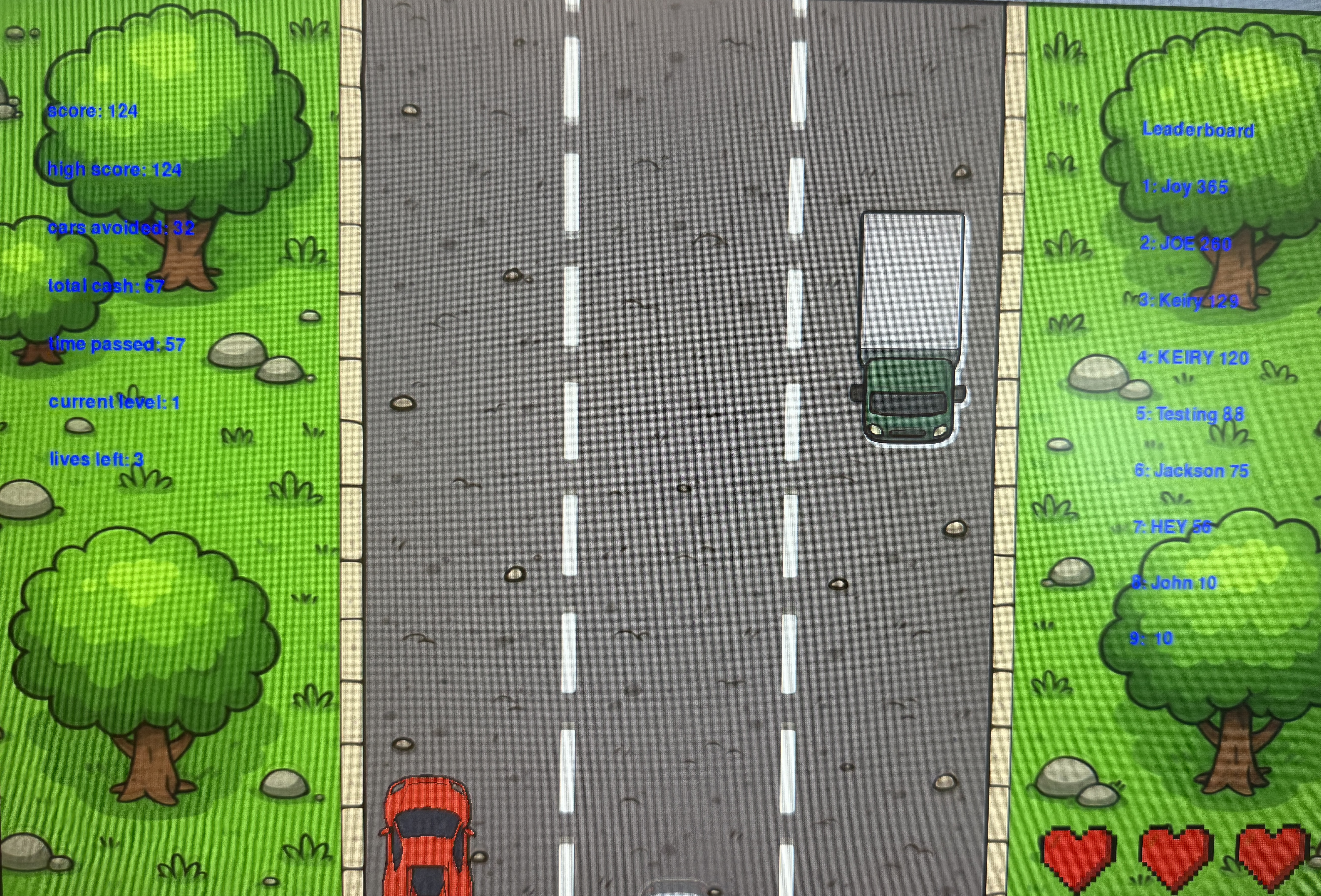 polished game running screen
